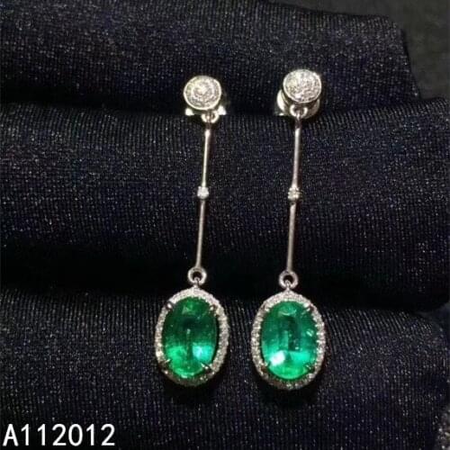 KJJEAXCMY fine jewelry natural Emerald 925 sterling silver fashion girl new gemstone earrings Earbob support test