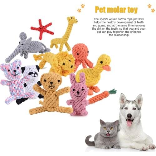 Creative Pet Teething Toy Hand Knitting Cute Animals Bite Resistance Cleaning Grinding Teeth Rope Pet Interactive Toys for Dogs
