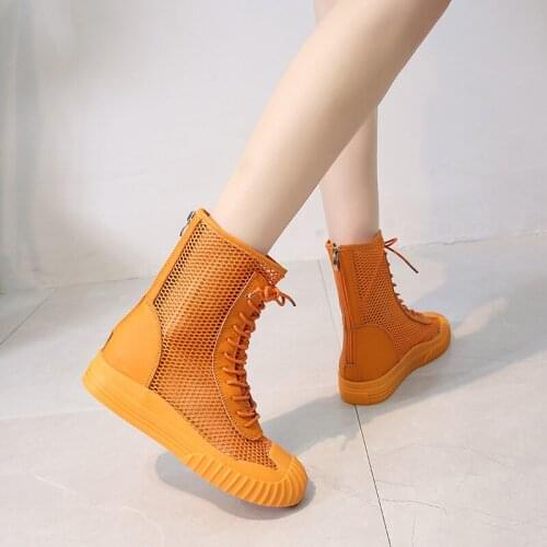 Locomotive boots womens shoes tide 2021 summer new Korean style sandals rear zipper hollow mesh breathable wild Martin boots