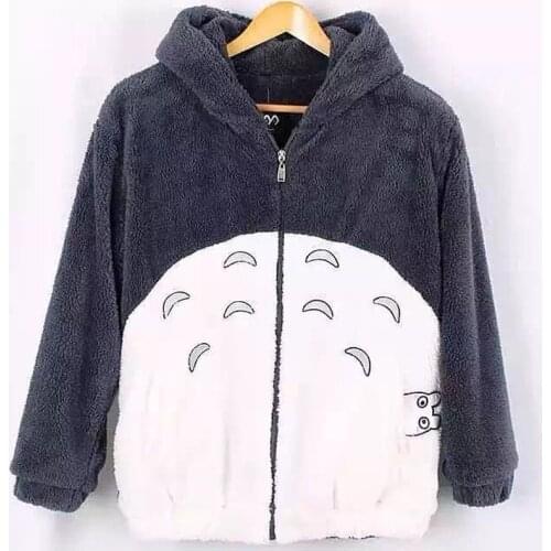 Cartoon Anime Cute Totoro Harajuku Shiba Inu Dog with Ears Kawaii Sweatshirt Cosplay Costume Women Men Casual Hoodies Overcoat