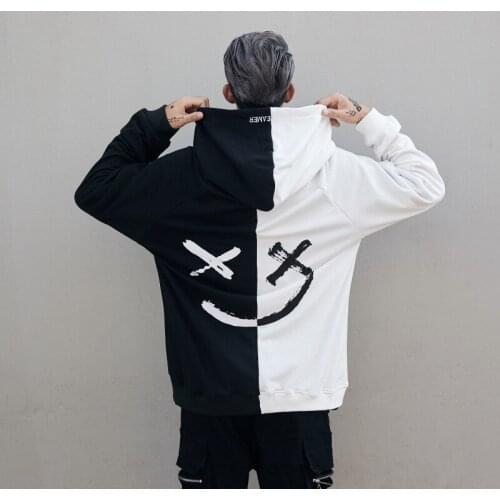 Men Cotton Hoody Hoodies Sweatshirts Smile Print Headwear Hoodie Hip Hop Streetwear Clothing