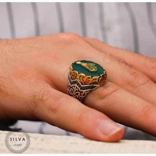 Agate Aqeeq 925 silver mens ring. Mens jewelry stamped with silver stamp 925 All sizes are available