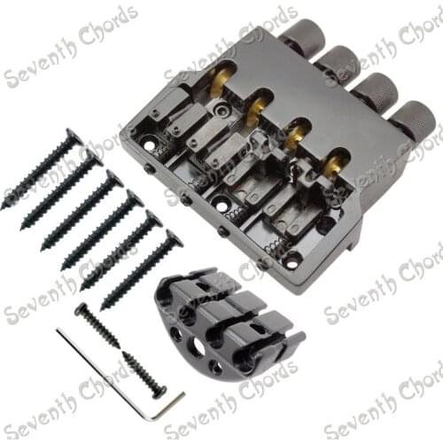 A Set Black Roller saddle 4 String Bass Guitar Bridge for Headless Bass Guitar accessories