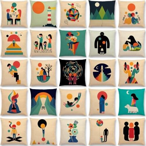 Latest Lovely Couples Family Parents And Children Happiness Colorful Daily Life Cushion Cover Sofa Throw Pillow Case