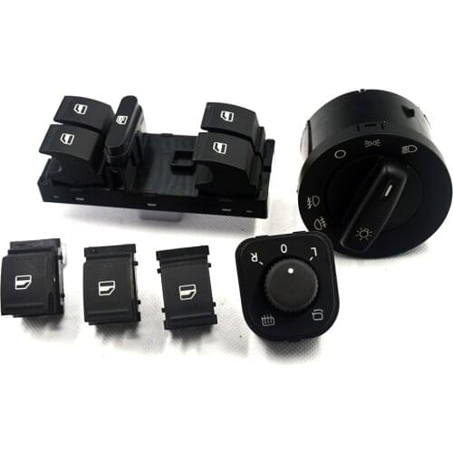 New Power Mirror Switch Headlight Switch Window Switch Button 6PCS/SET For Volkswagen VW Jetta MK5 golf 5 6 tiguan passat b6 CC