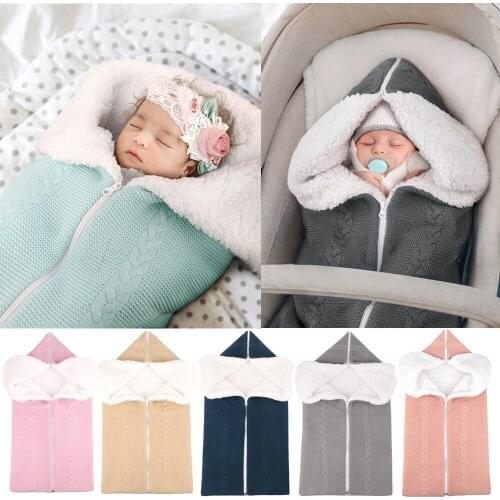 Baby Swaddle Blanket Stroller Wrap Soft Thick Fleece Warm Blanket Newborn Sleeping Bag for 0-12 Month Boys Girls Sleeping Bags