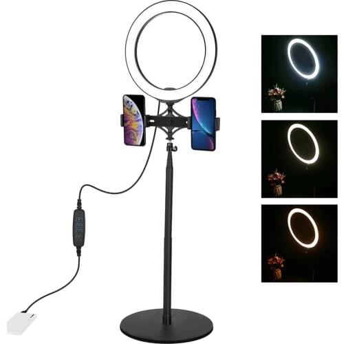 PULUZ 10.2" Selfie Led Ring Light photo Lamp with Extendable Desktop Stand & Cell Phone Holder for Video Dimmable Fill Light
