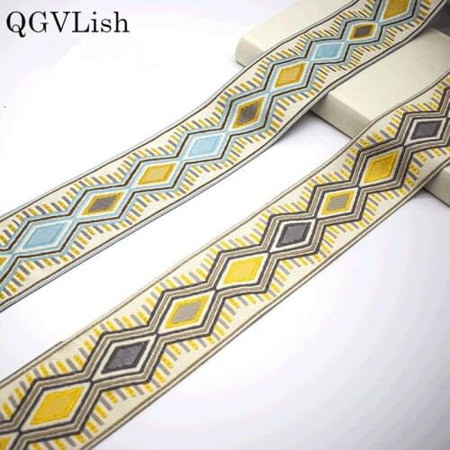 QGVLish 5M/lot 6cm Width Jacquard Lace Ribbon Belt Trim DIY For Cushion Sofa Clothing Curtain Accessories Lace Trims Decor