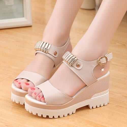 Woman Sandals 2021 Summer Women Fashion Thick Platform Open Toe Casual Wedges Sandals Female High Heels Shoes free shipping