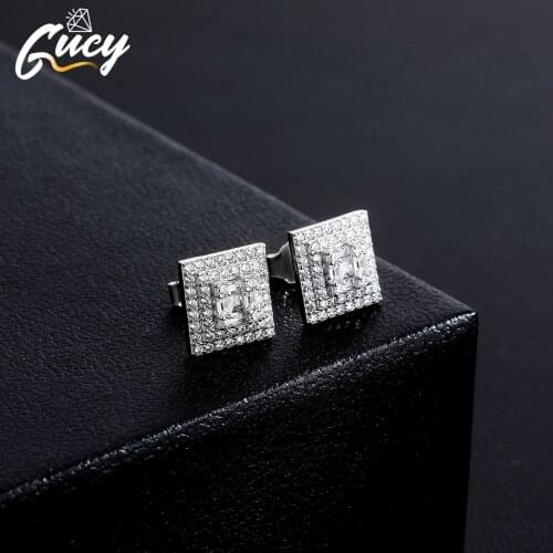 GUCY Square Cubic Zirconal Earrings 100% Real 925 Sterling Silver Earrings For Women Jewelry Earring