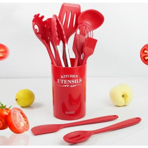 Silicone Kitchenware Cooking Utensils Set Kitchen Non-Stick Pan Baking Tools Kit Slotted Turner Spoon Food Tongs Whisk Spatula