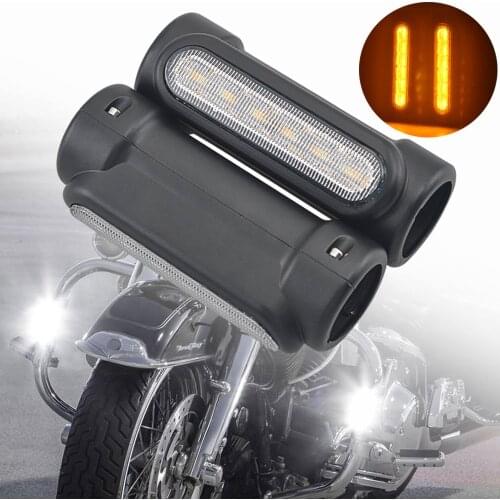 Motorcycle Highway Bar LED Light fit for Harley 883 1200 SUZUKI VL800 Boulevard KAWASAKI VN900B Vulcan 1-1/4" Freeway Crash Bars