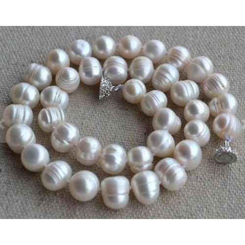 Unique Pearls jewellery Store Choker Pearl Necklace 18 inches 12mm White Color Genuine Freshwater Pearl Necklace Fine Jewelry