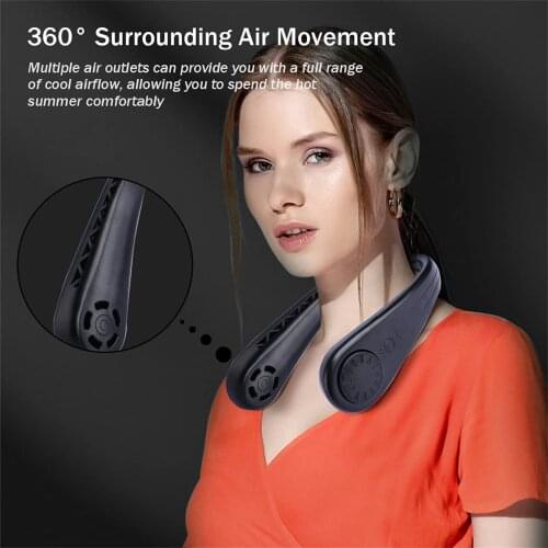 2021 New Neck Fan Portable Bladeless Fan Usb Rechargeable Leafless Hanging Fans Air Cooler Cooling Wearable Neckband Fans#G4