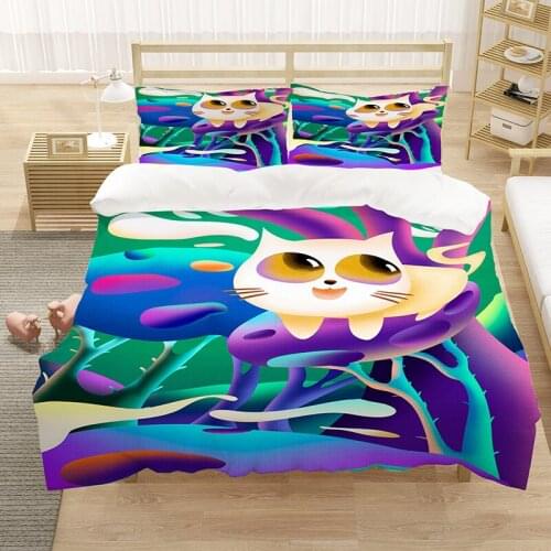 High Quality Pattern Animal Bedding Set 3D Printing Children Cartoon Quilt Cover And Pillowcase Three-Piece Set