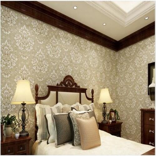 Wellyu European-style retro non-woven pastoral wallpaper blue green Damascus living room bedroom wallpaper full of warm shop