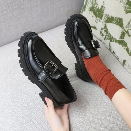Small Leather Shoes Women Korean Fashion Platform Chunky Sneakers Casual Shoes Woman lolita Mary Jane Shoes Shoes 2021