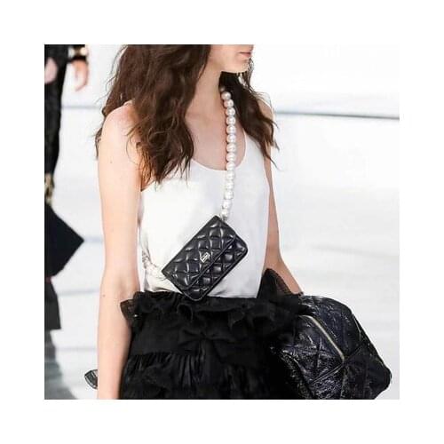 PU Leather For Women Handbags Purses Ladies Crossbody Shoulder Bags Girls Quilted Pearl Chain Mini Phone Bags Bolsos Feminina