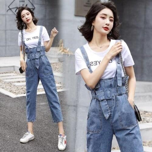 Women clothing denim fabric washed rompers vintage overalls women jumpsuits suspenders jeans women overalls female rompers
