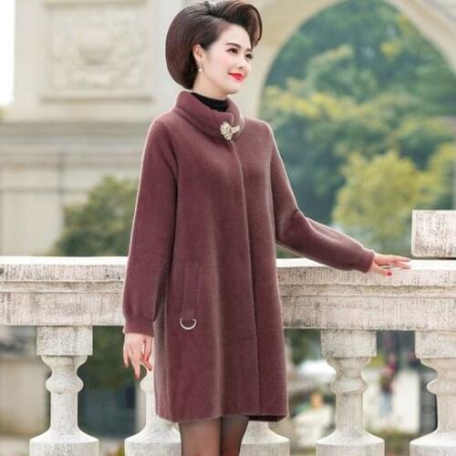 Mothers Clothing Imitation Mink Velvet Coat Women 2020 Winter Fashion Large Size Womens Woolen Overcoat Temperament Women Coat