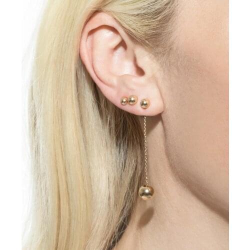 Gold Round Ball Dangle Earrings for Women Punk Style Double Ball Long Chain Drop Earrings Female Fashion Jewelry 2020