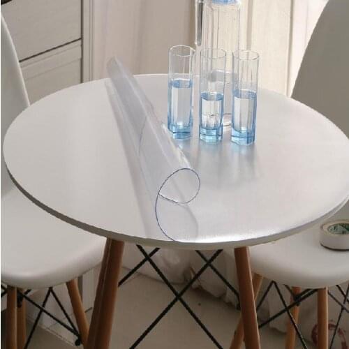 1.5mm PVC Transparent Tablecloth Waterproof Round Table Cloth Oil Table Cover Kitchen Pattern Protect the Desktop