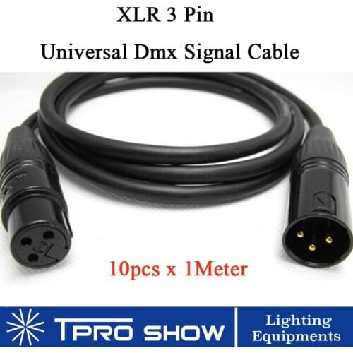 10pcs Dmx Cable 1 Meter Signal Cable Dmx 512 3 Pin XLR Connectors for Console Stage Light Machine DJ Equipment