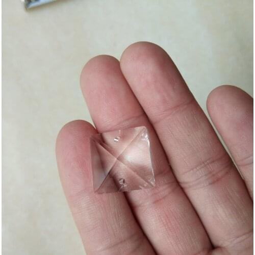 100pcs/lot 18*18MM machine grinding clear square crystal beads prism DIY chandelier crystal in 2 holes Home Curtain Accessories