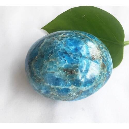130g Crystal palm stone Natural blue apatite Quartz Worry Stone Healing Crystal For Anxiety Stress Relieve Shaped Stone Reiki
