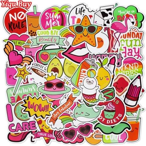 50 pcs Cute Cartoon Sticker Fashion Very Suitable for Children Kettle DIY Motorcycle Laptop Skateboard Suitcase Bike Helmet Deca