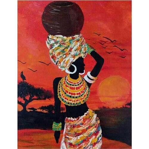 Diamond Painting Full Circle Diamond Kit Rhinestone Picture Art Craft Home Door Decoration (African American Women)