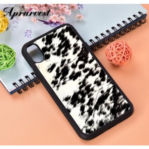 Aprarvest Animal Cowhide Print Brown And White Silicone Phone Case Cover For iPhone 6 6S 7 8 PLUS X XS XR 11 12 MINI PRO MAX
