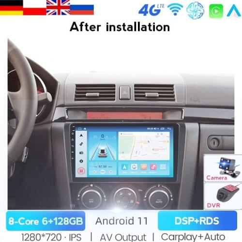 SWC Android 10.0 6G RAM 128G 2 Din Car Radio Multimedia Player For Mazda 3 2004-2013 Maxx Axela CAR PLAYER ANDROI GPS Stereo Dvd