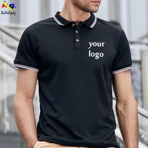 Customized/Printed DIY Brand Text Mens and Womens Quick-drying Polo Shirt Personalized Logo Short Sleeve Top