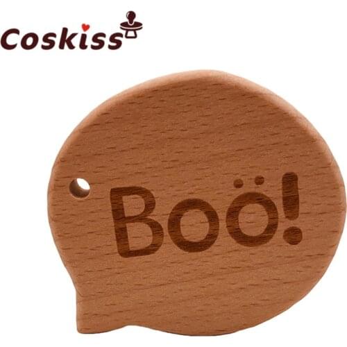 Infant Chawable Toy Baby Wood Teether BOO Shape Natrual Wooden Baby Teether Toys Wood Teething Accessories Baby Shower Gifts