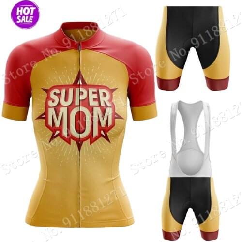 Super Mom 2021 Cycling Jersey Set Summer Women Cycling Clothing Road Bike Mountain Bicycle Shirt Bib Shorts MTB Ropa Ciclismo