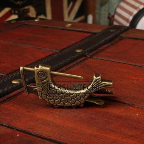 50pcs Chinese Vintage Padlock Fish Shape Lock Notebook Luggage Antique Padlock With Key Suitcase Locks Hardware