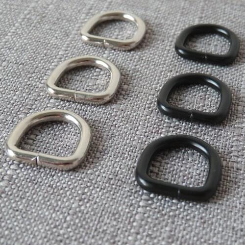 Inner Width 10mm 12mm Metal D Ring Half Round Buckle DIY Cat Pup Collar Bag Straps Belt Loop Clasp Sewing Cloth Accessories