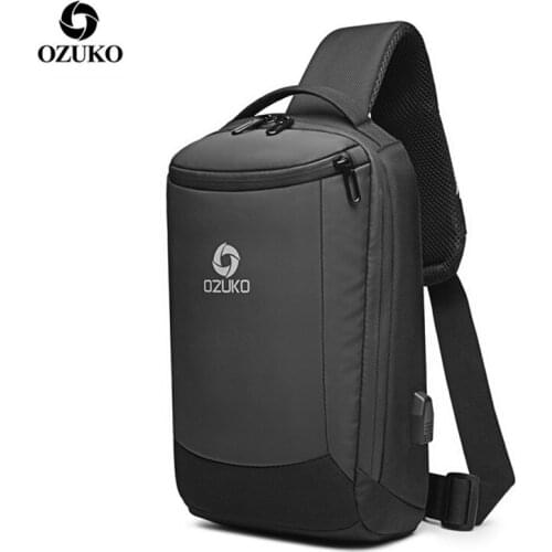 OZUKO Multifunction Crossbody Bag for Men Shoulder Messenger Bags Male Waterproof Short Trip Chest Bag Pack USB Charge 2021 New