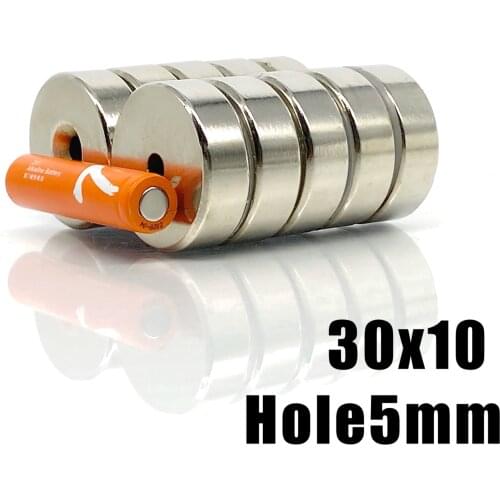 1~10pcs 30x10-5 N35 Powerful Magnets 30*10 mm Hole 5mm Permanent Round Countersunk Neodymium Magnetic Magnet 30X10-5mm 30*10-5mm