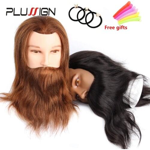 Cosmetology Male Mannequin Head 100% Real Human Hair Men Training Practice Doll Hairdressing Manikin Head Model