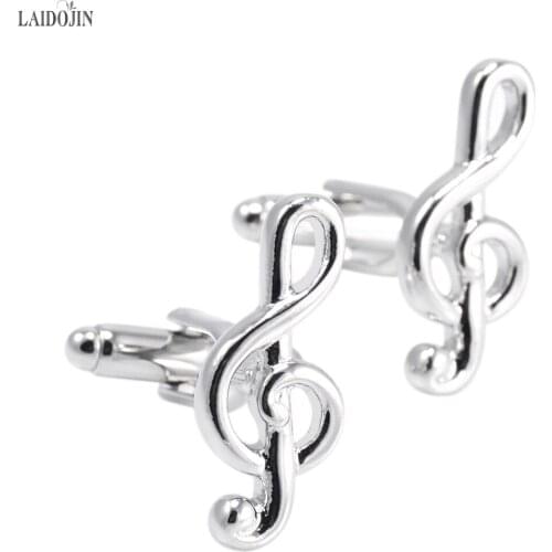 LAIDOJIN Brand Silver Color Note Shape Cufflinks For Mens High Quality French Shirt Cuff Buttons Accessories Fashion Jewelry