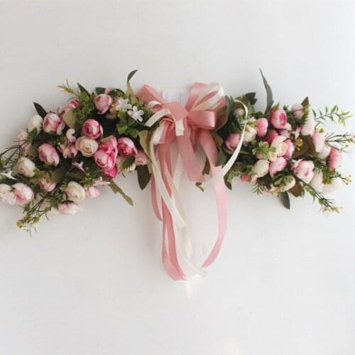Christmas New Year Home Decoration for Door Wreath Flowers Fake Artificial Rose Flower Garland Handmade Wreath for Door Lintel