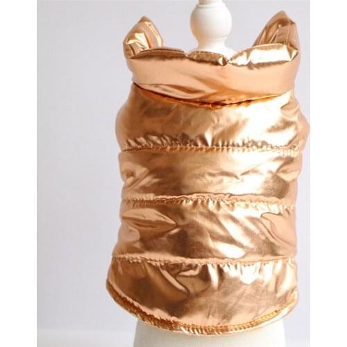 Autumn Winter Clothes With Cotton Thickened Pet Vest Jacket Warm Gold Silver Dog Winter Clothes Red Pink Blue
