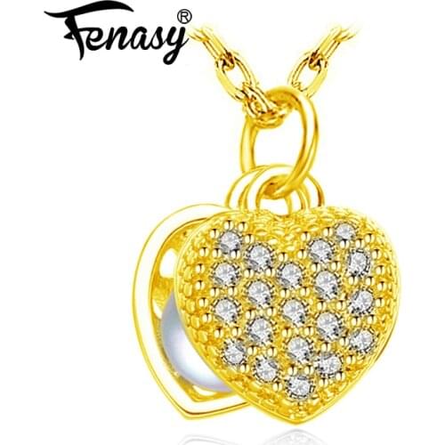 FENASY Natural Pearl Necklace For Women Pearl Jewelry Personalized Pendant With Chain Cubic Zirconia Choker Necklace Wholesale