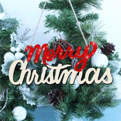 1pcs Merry Christmas Letter Wooden Pendants Ornaments Xmas Tree Ornament Wood Crafts for Home Wall Christmas Party Decoration