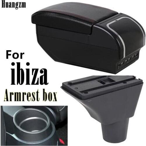 For Ibiza 6J Armrest Box Universal Car Central Armrest Storage Box cup holder ashtray modification accessories 2017