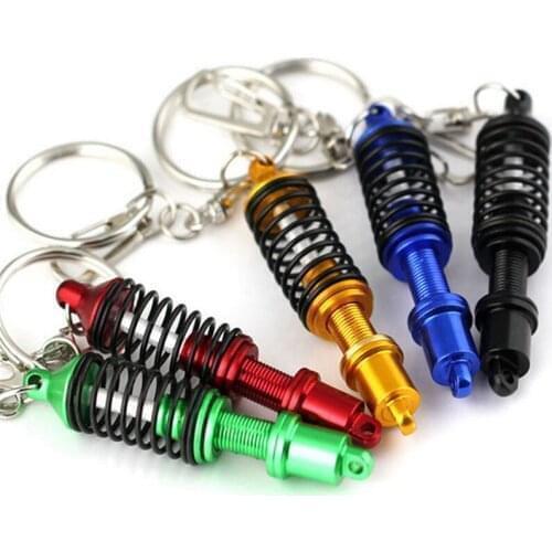 Adjustable Brand New High Quality Cool Colorful Metal Useful Fashion Keychain Spring Car Part Shock Absorber Keyring Alloy Gift