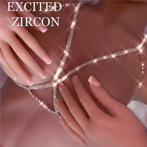 Sexy Fashionable Female Bikini Body Chain Bra Luxury Shiny Bling Women Body Chain Nightclub Valentines Day Gift