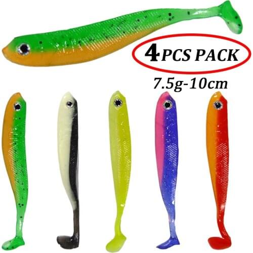 4pcs/lot 7.5g-10cm Silicone Fish Soft Fishing Lures Larva Bait Artificial Worm Fish Lure Sinking Swimbait Fishing Tackle
